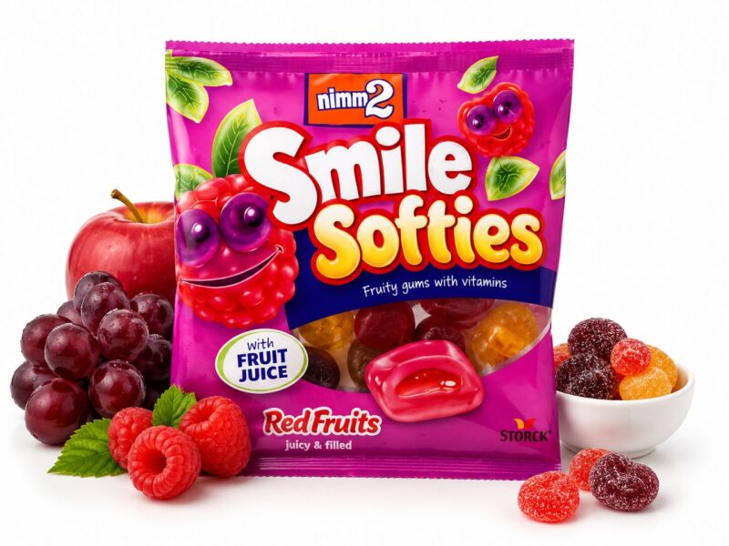 nimm2 Smilegummi Měkké plněné želé s ovocnou chutí a vitaminy 90g
